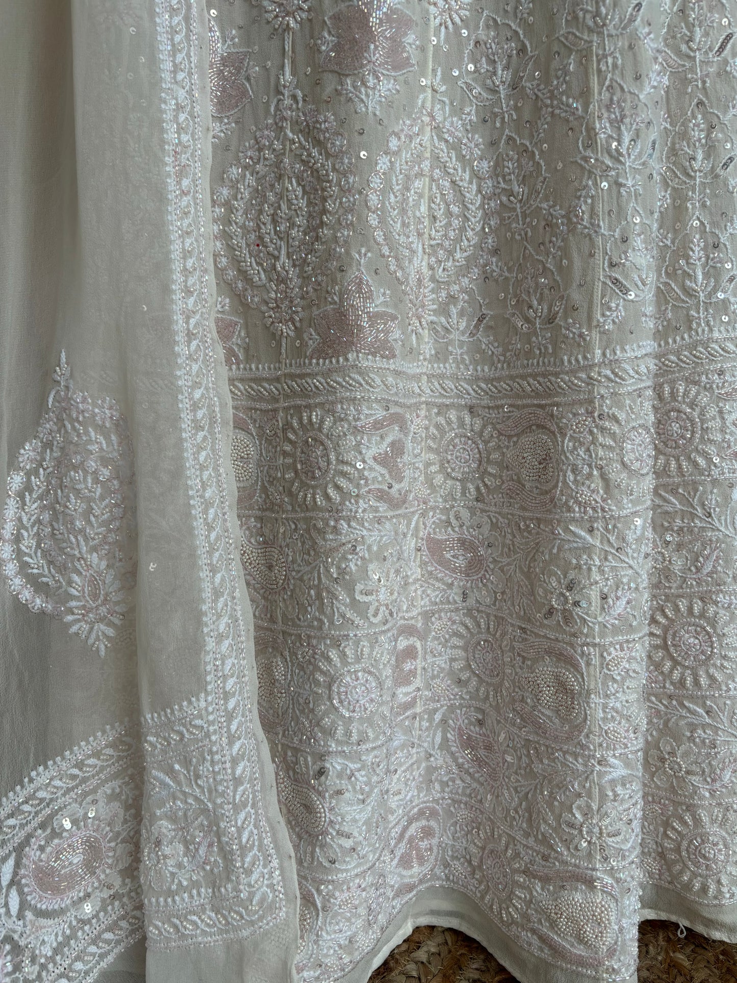 Dyeable Pure Georgette Chikankari Anarkali and Dupatta