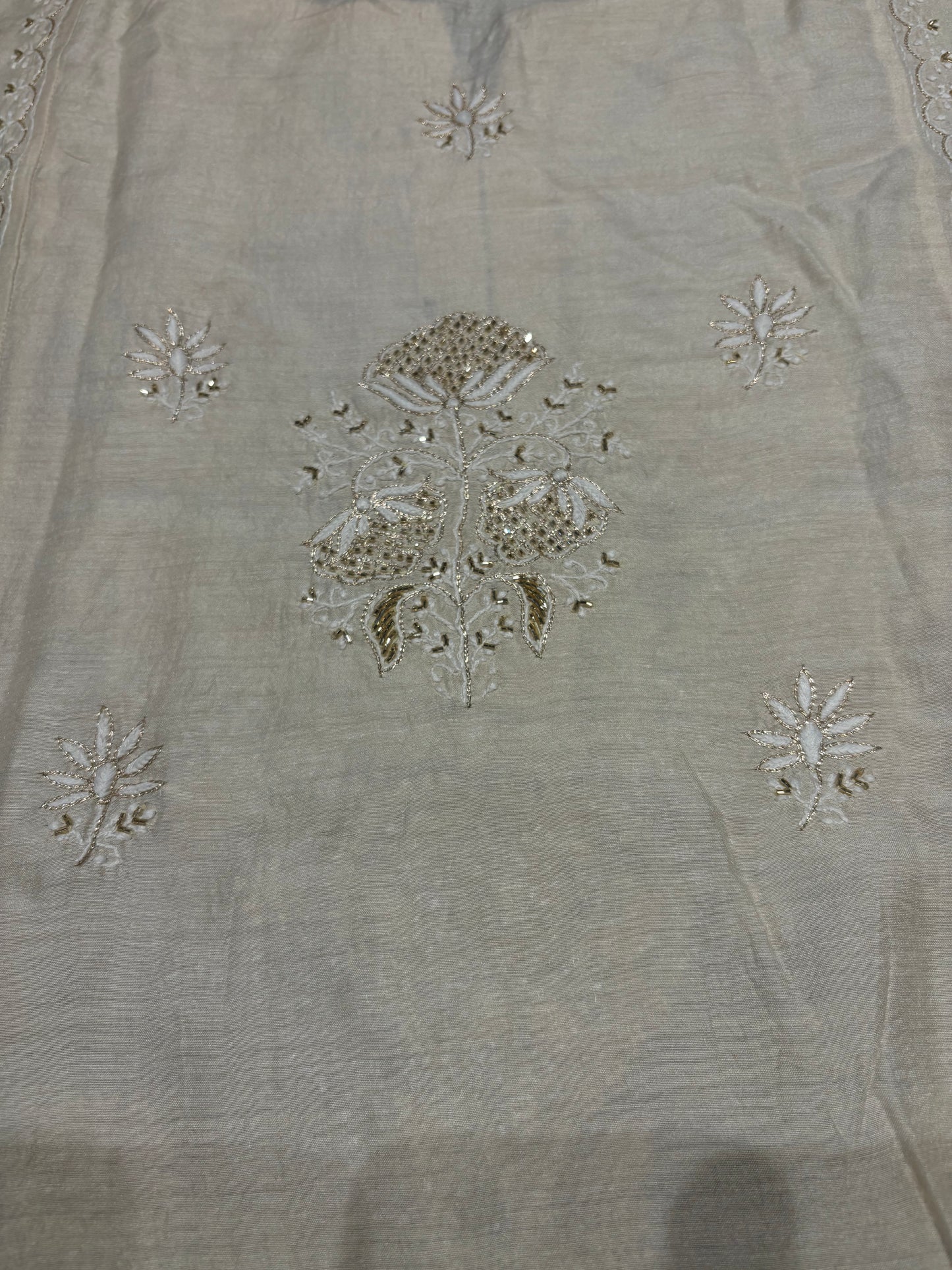 Dyeable Natural Silk Chikankari Kurta and Dupatta