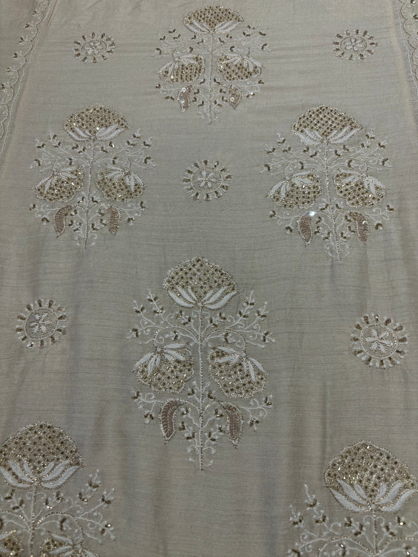 Dyeable Natural Silk Chikankari Kurta and Dupatta