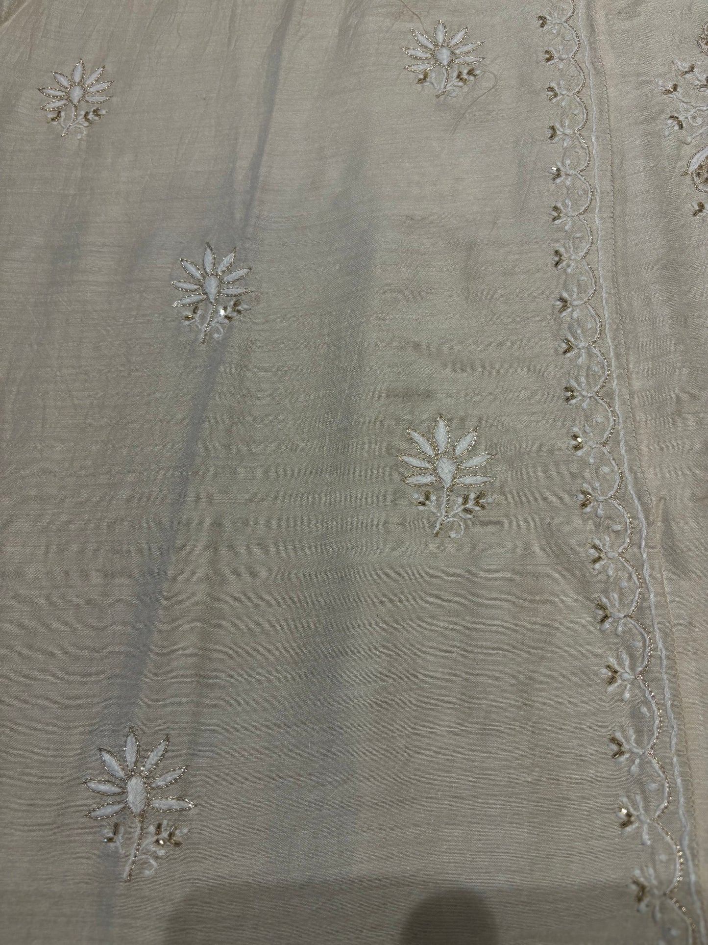Dyeable Natural Silk Chikankari Kurta and Dupatta