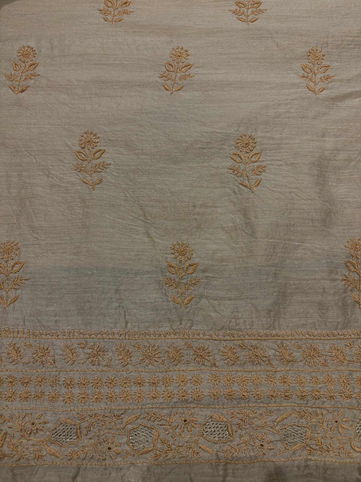Dyeable Natural Silk Chikankari Kurta and Dupatta Fabric