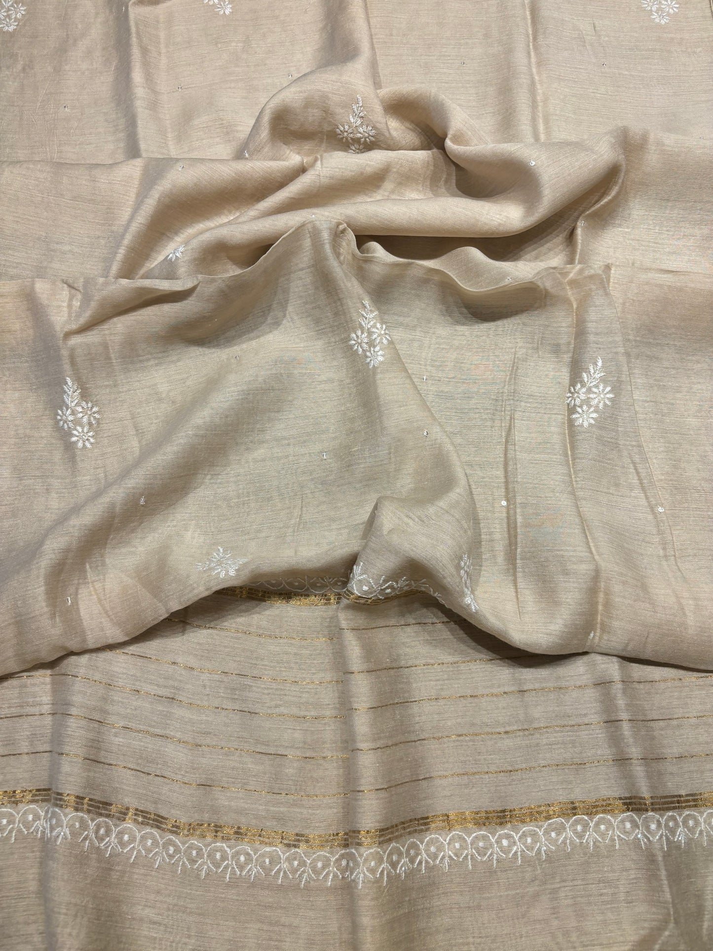 Dyeable Natural Silk Chikankari Kurta and Dupatta