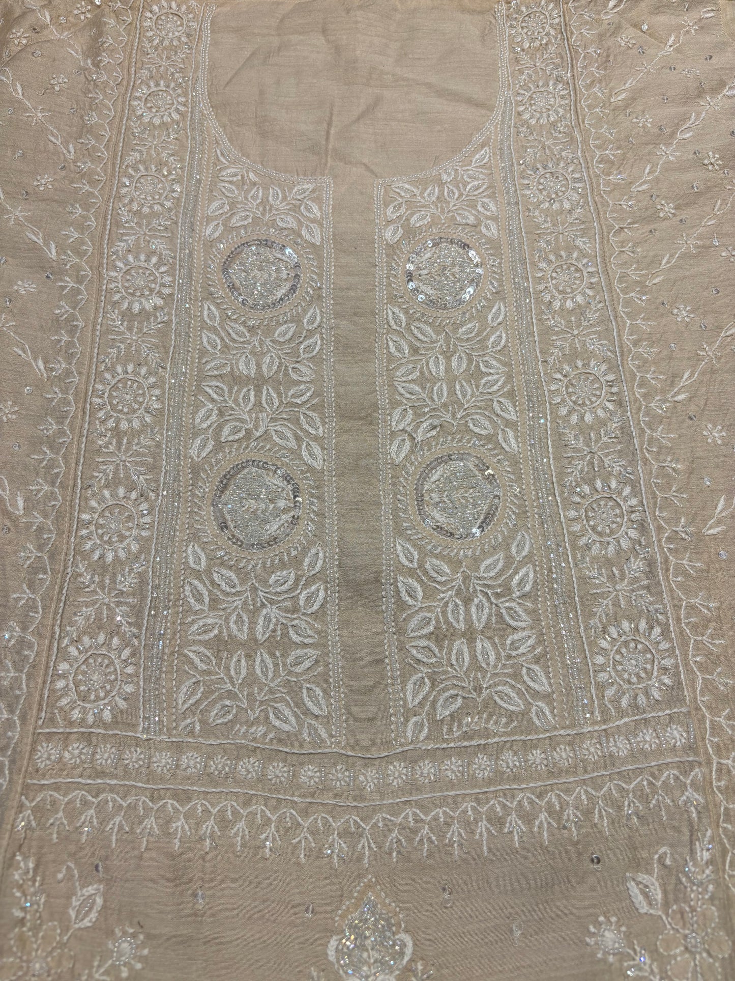 Dyeable Natural Silk Chikankari Kurta and Dupatta