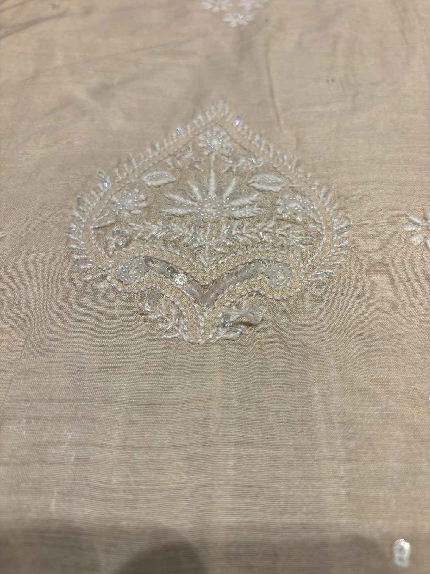 Dyeable Natural Silk Chikankari Kurta and Dupatta