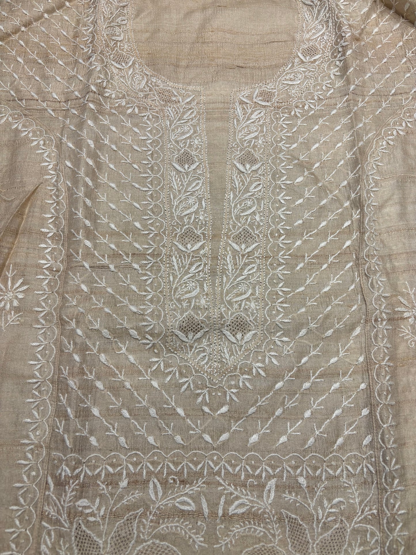 Dyeable Natural Silk Chikankari Kurta and Dupatta