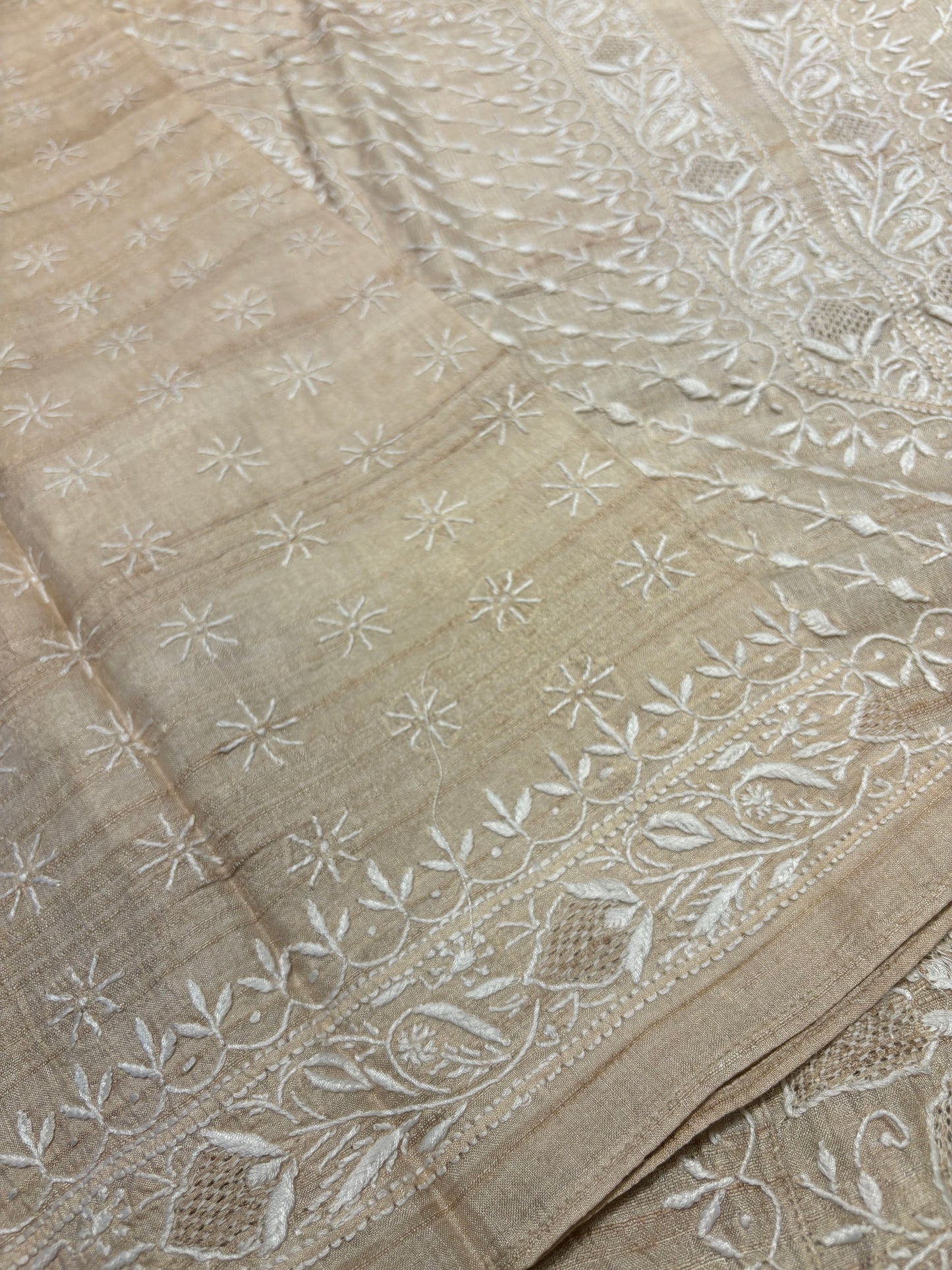 Dyeable Natural Silk Chikankari Kurta and Dupatta