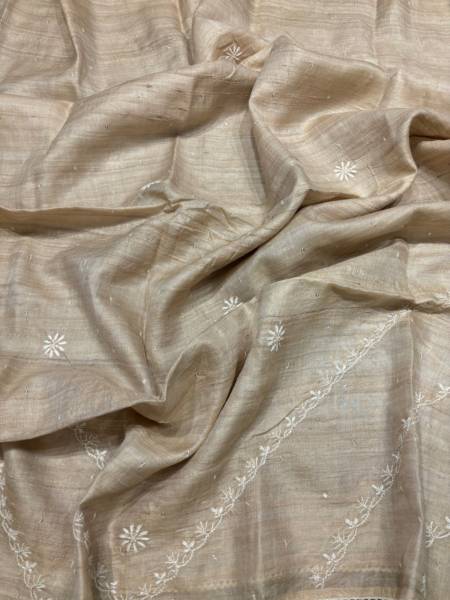 Dyeable Natural Silk Chikankari Kurta and Dupatta