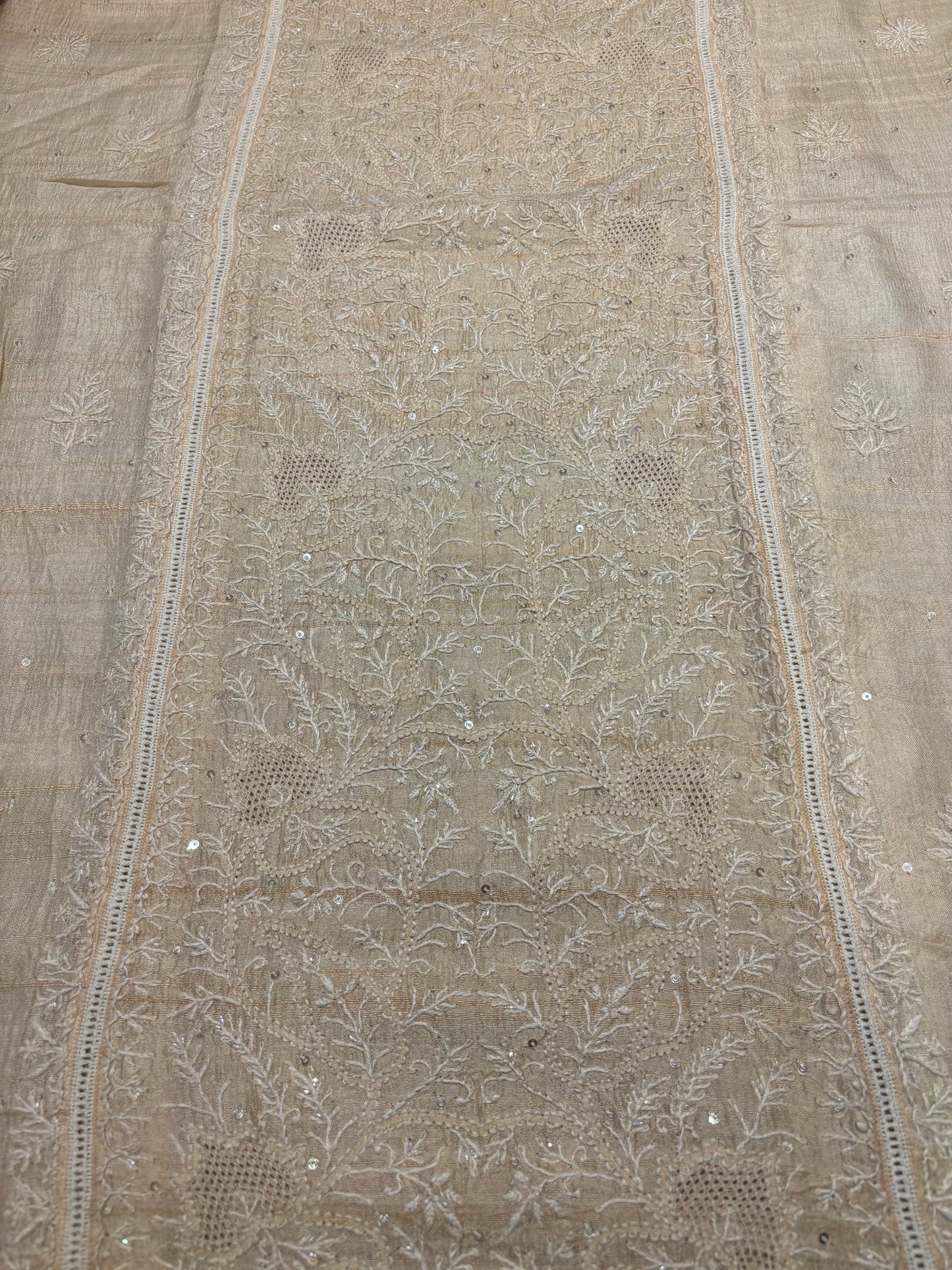 Dyeable Natural Silk Chikankari Kurta and Dupatta