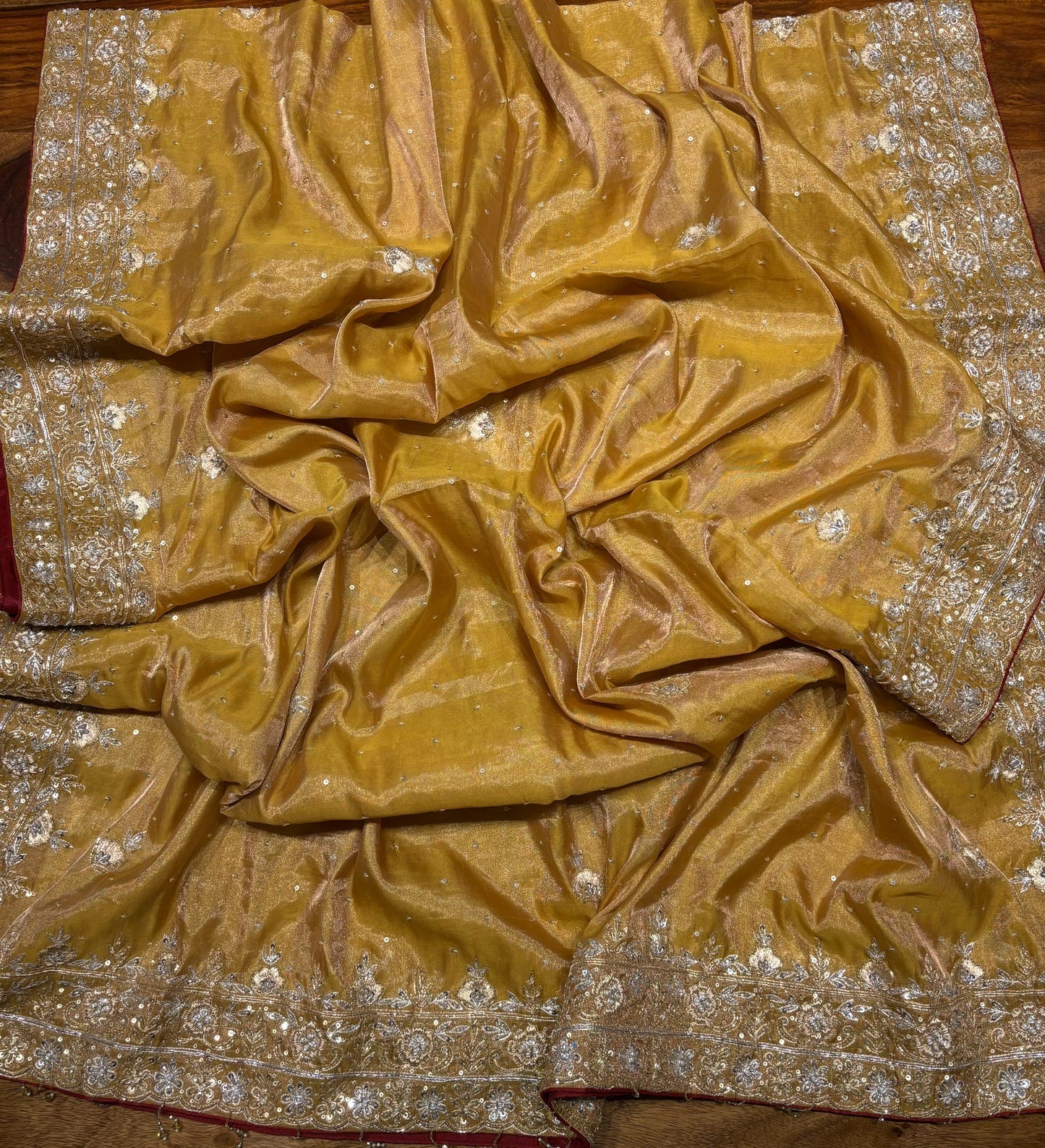 Mustard Tissue Zardozi Dupatta