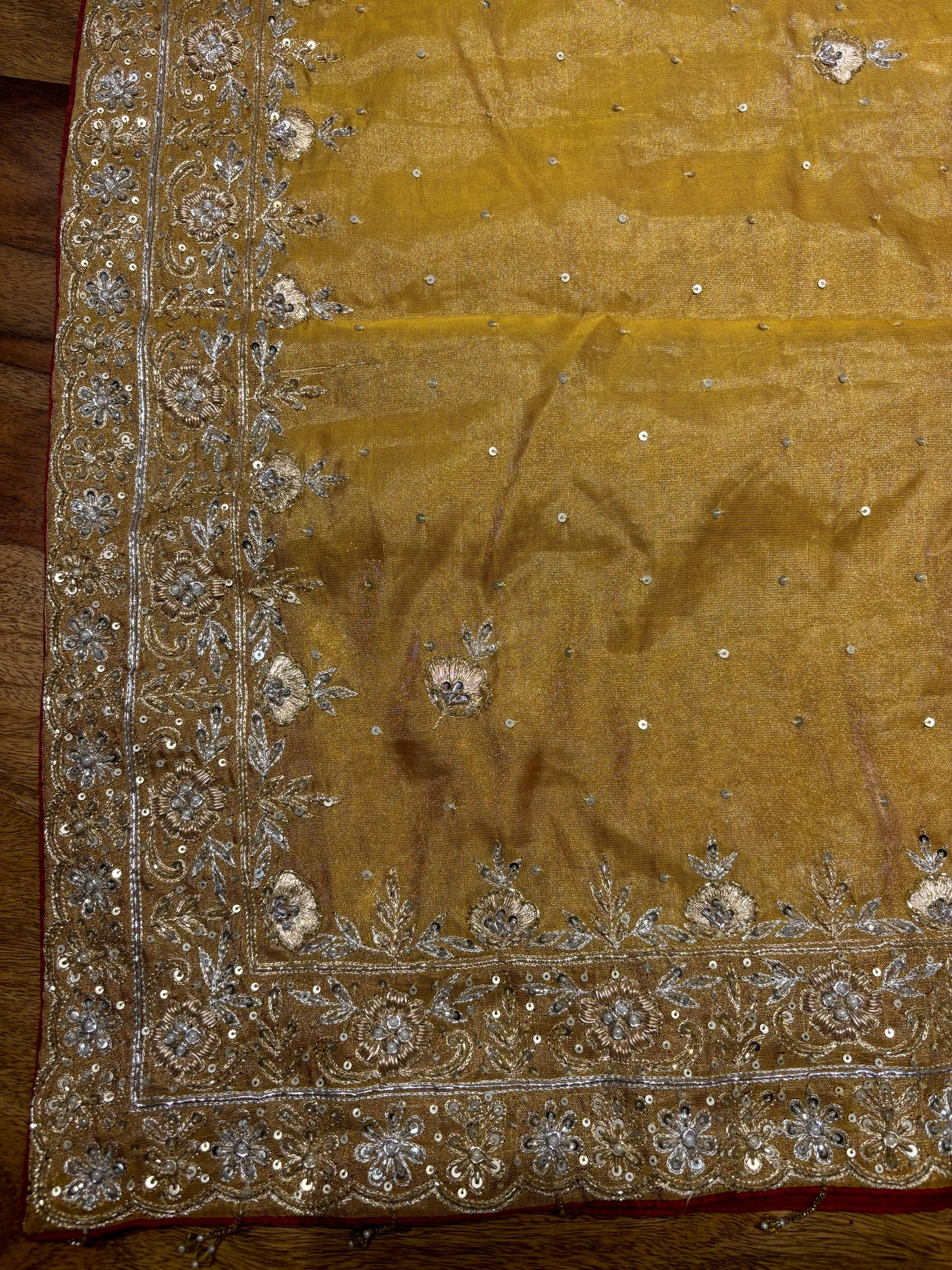 Mustard Tissue Zardozi Dupatta