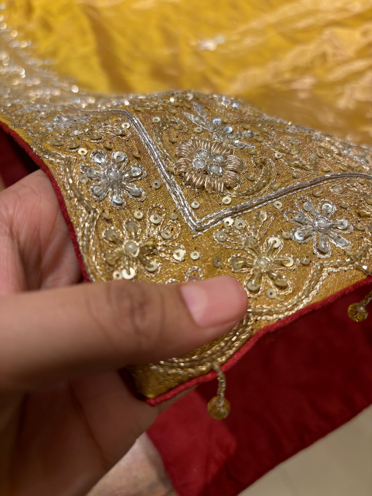 Mustard Tissue Zardozi Dupatta
