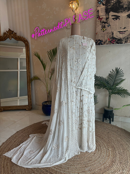 Dyeable Pure Georgette Badla Anarkali and Dupatta