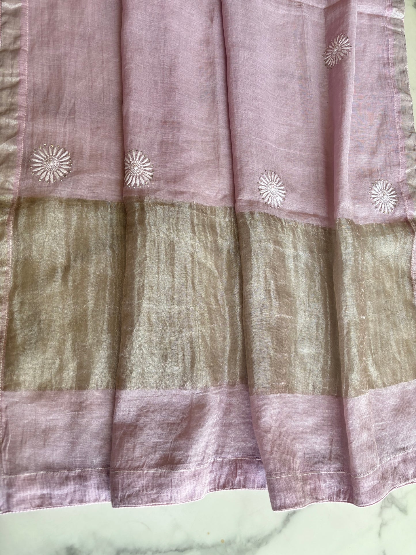 Lilac Pure Tissue Chikankari Anarkali and Dupatta