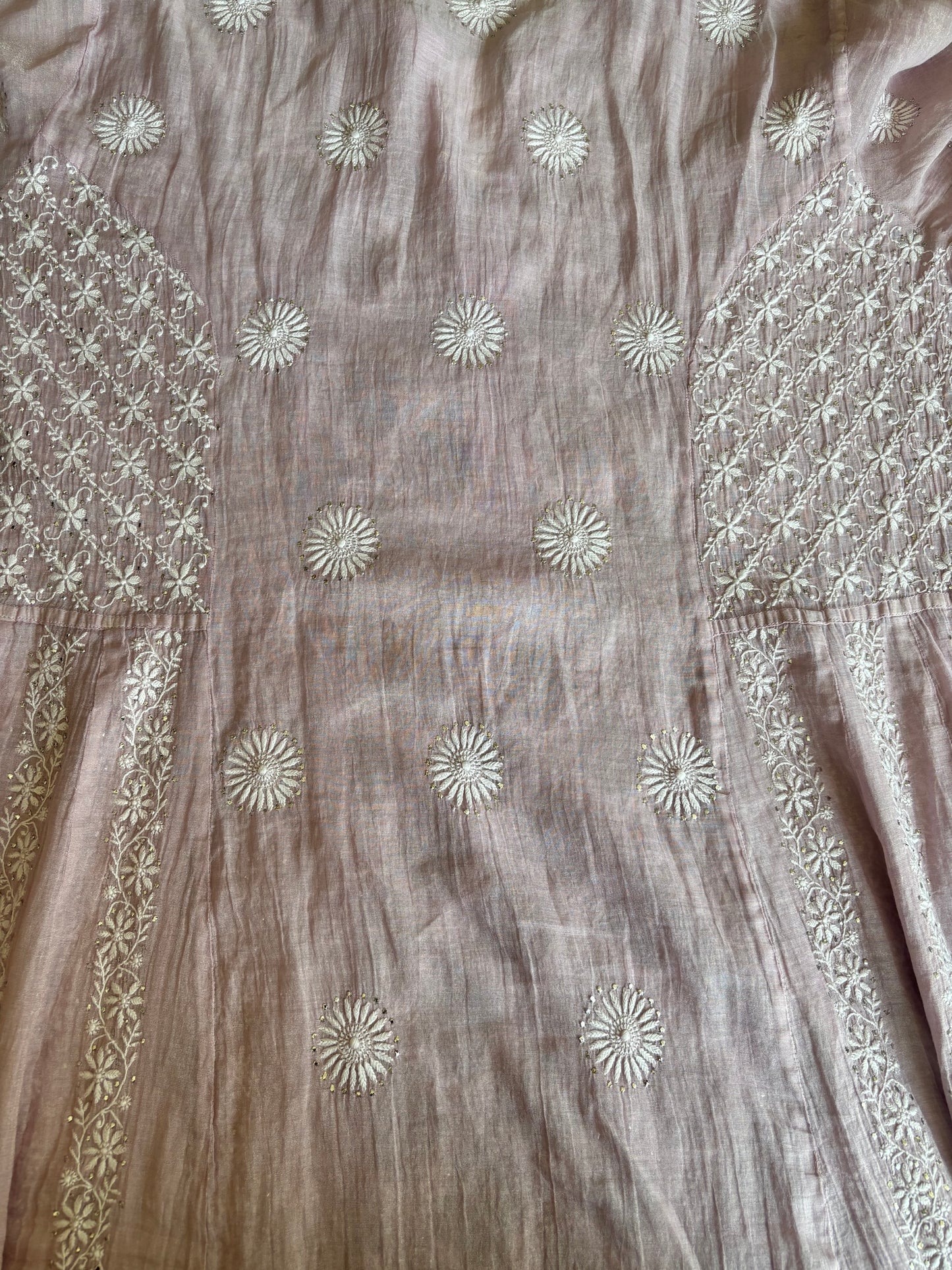 Lilac Pure Tissue Chikankari Anarkali and Dupatta