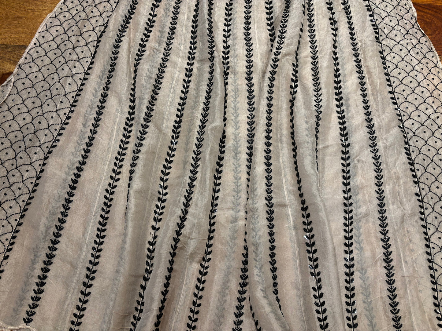 Hazelnut Organza Silk Chikankari Anarkali and Dupatta