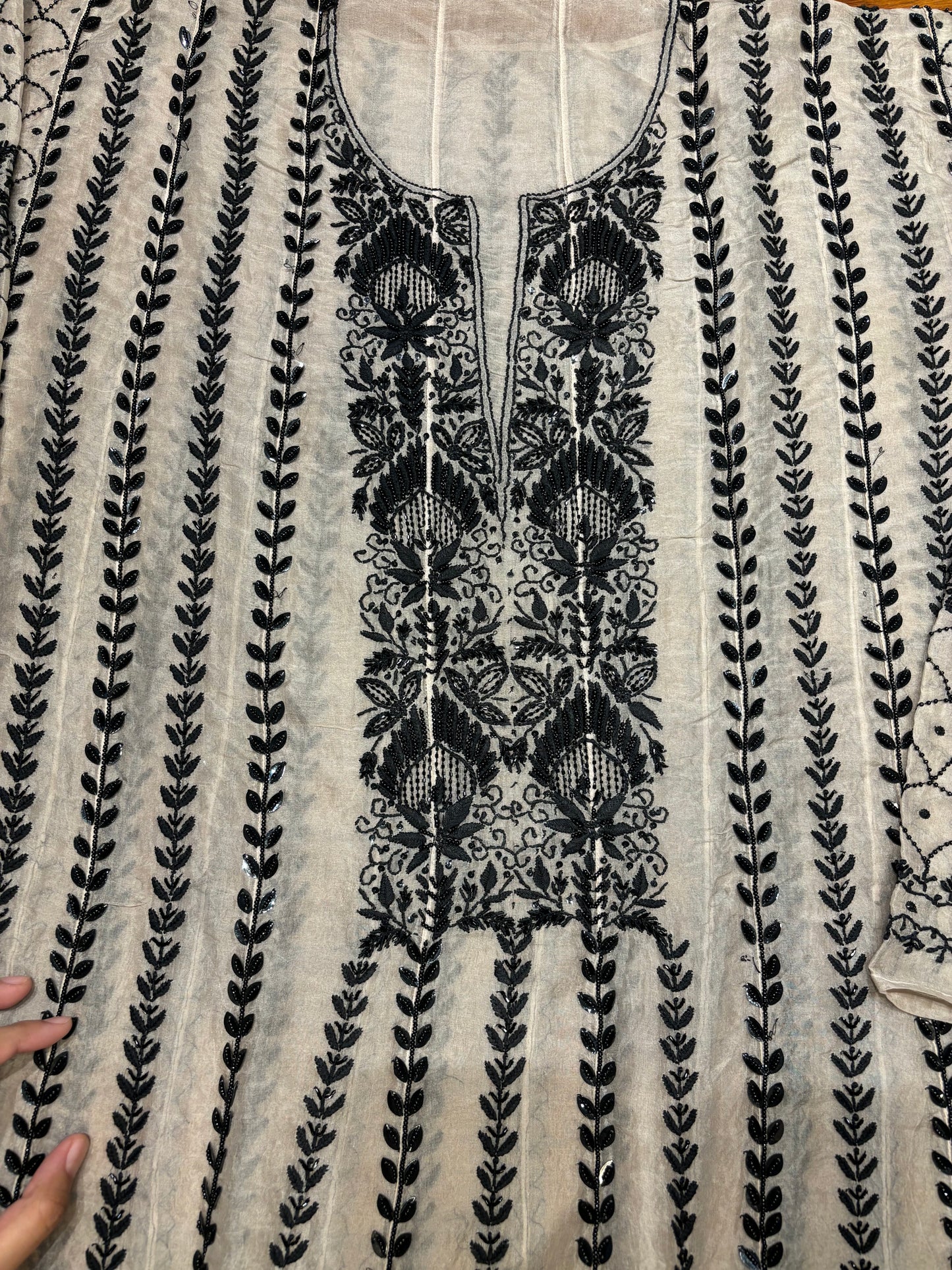 Hazelnut Organza Silk Chikankari Anarkali and Dupatta