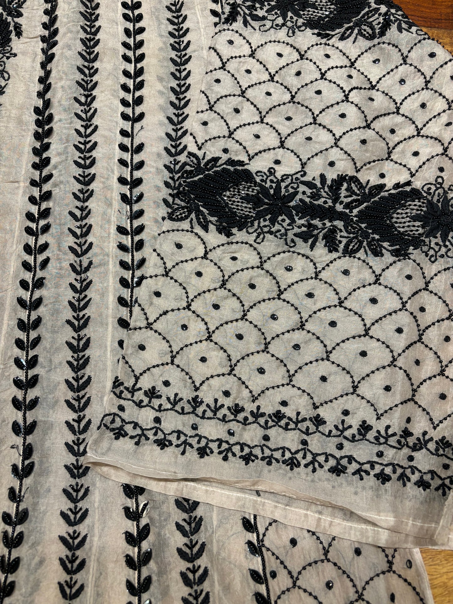 Hazelnut Organza Silk Chikankari Anarkali and Dupatta