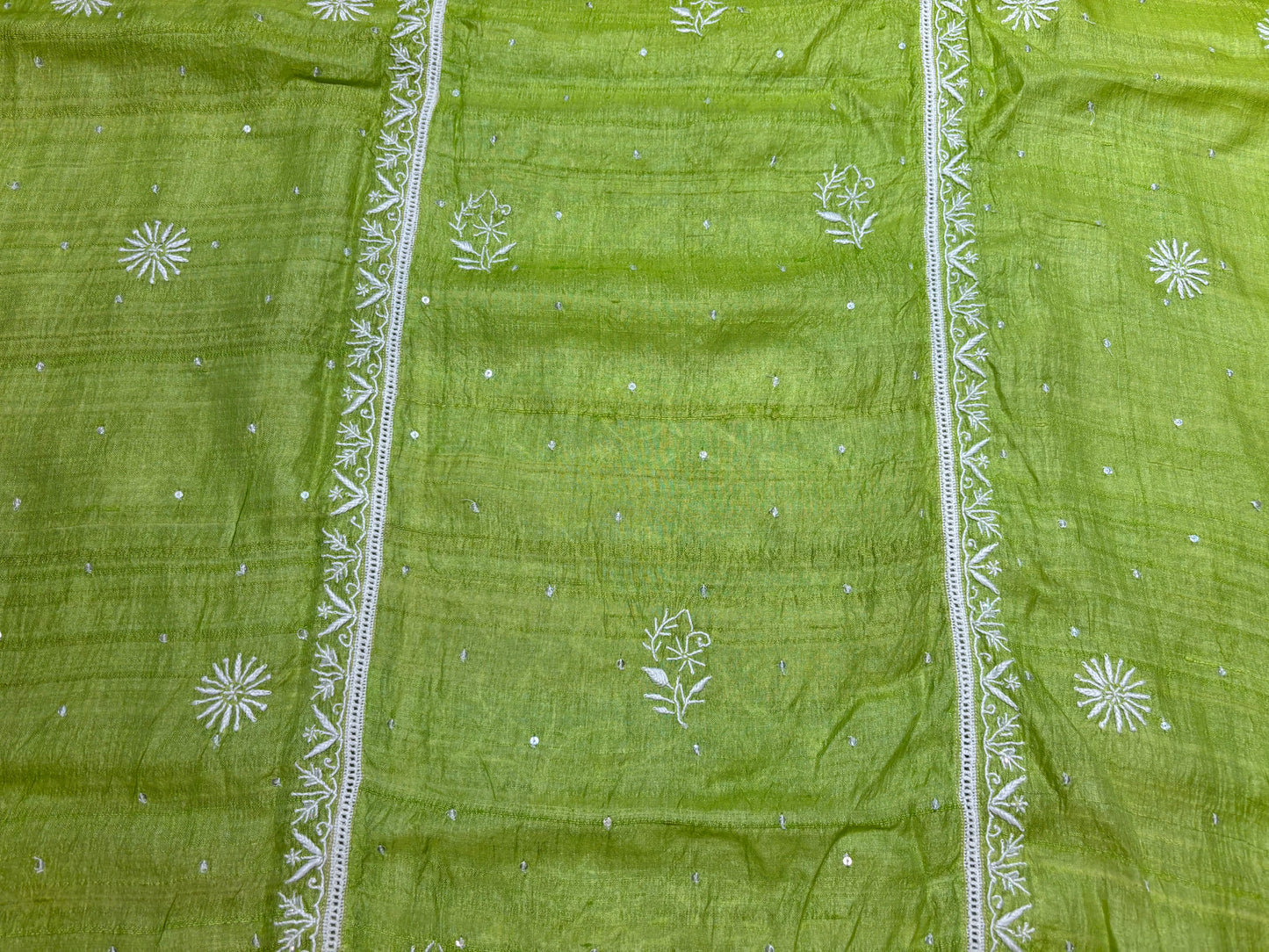 Green Silk Chikankari Kurta and Dupatta