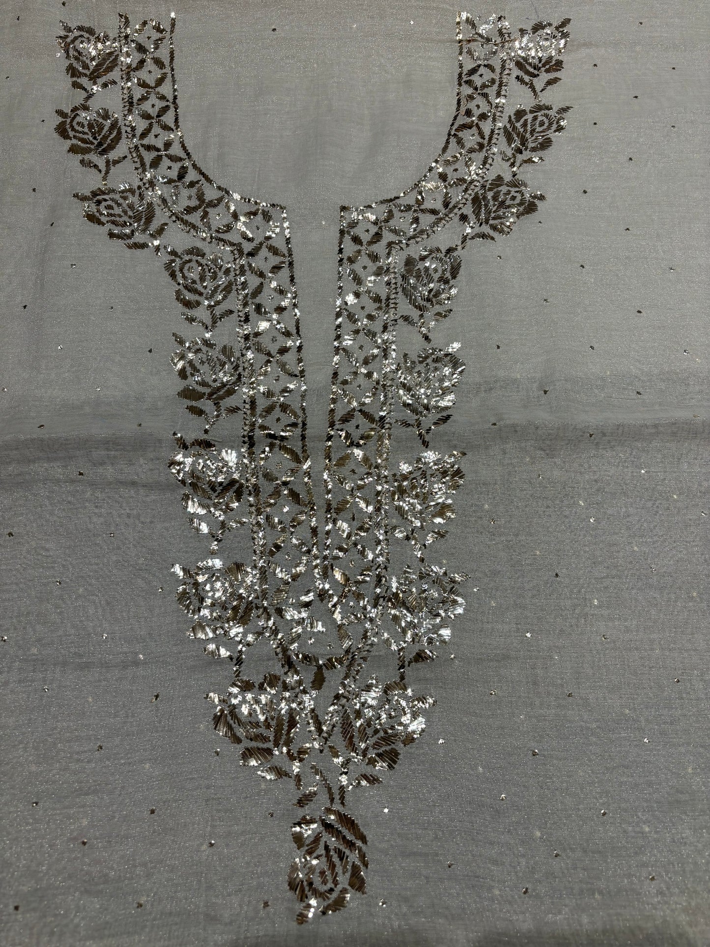 Dyeable Silver Pure Tissue Badla Kurta and Dupatta Fabric