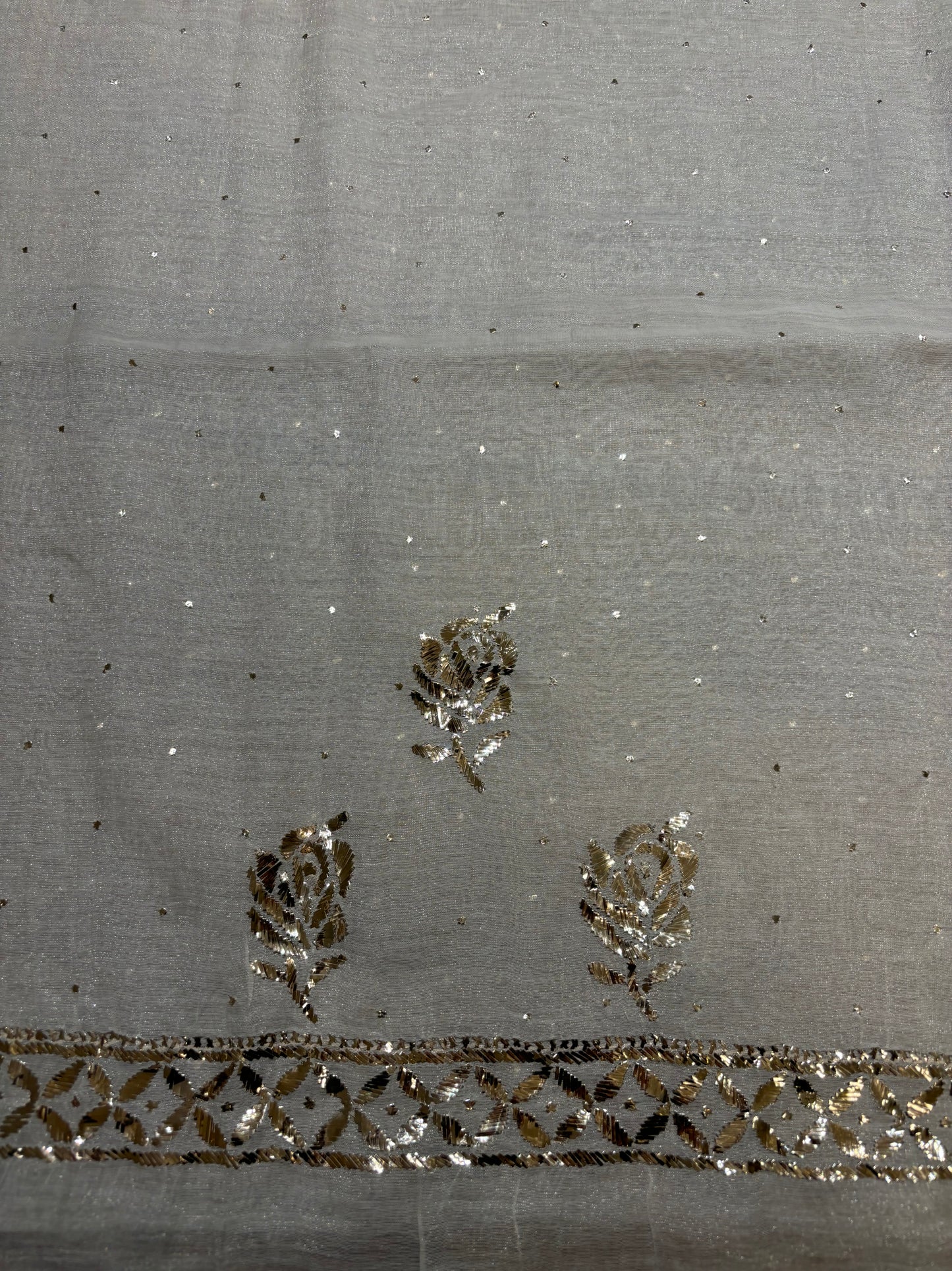 Dyeable Silver Pure Tissue Badla Kurta and Dupatta Fabric