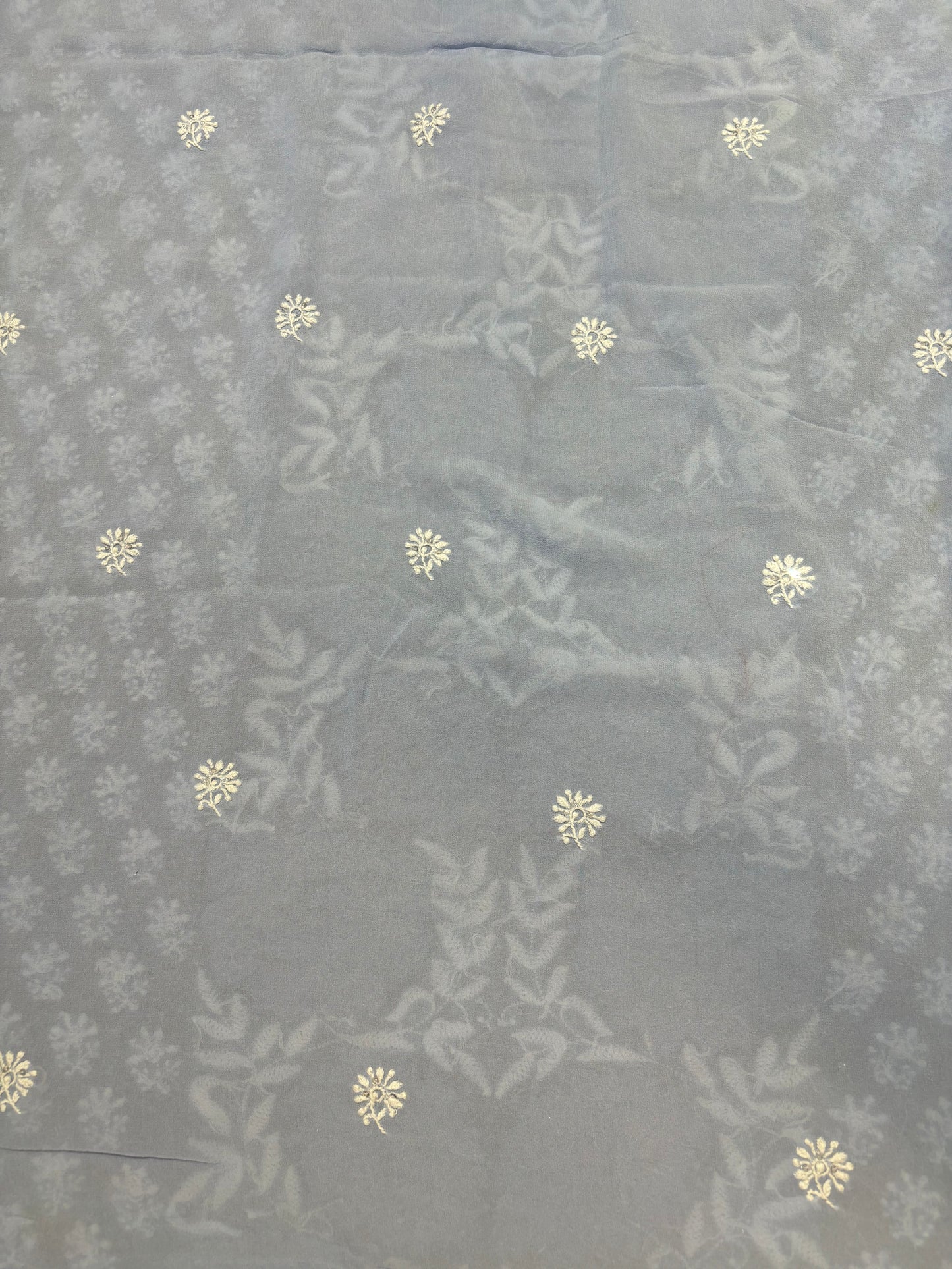 Iceberg Blue Pure Georgette Chikankari Kurta and Dupatta