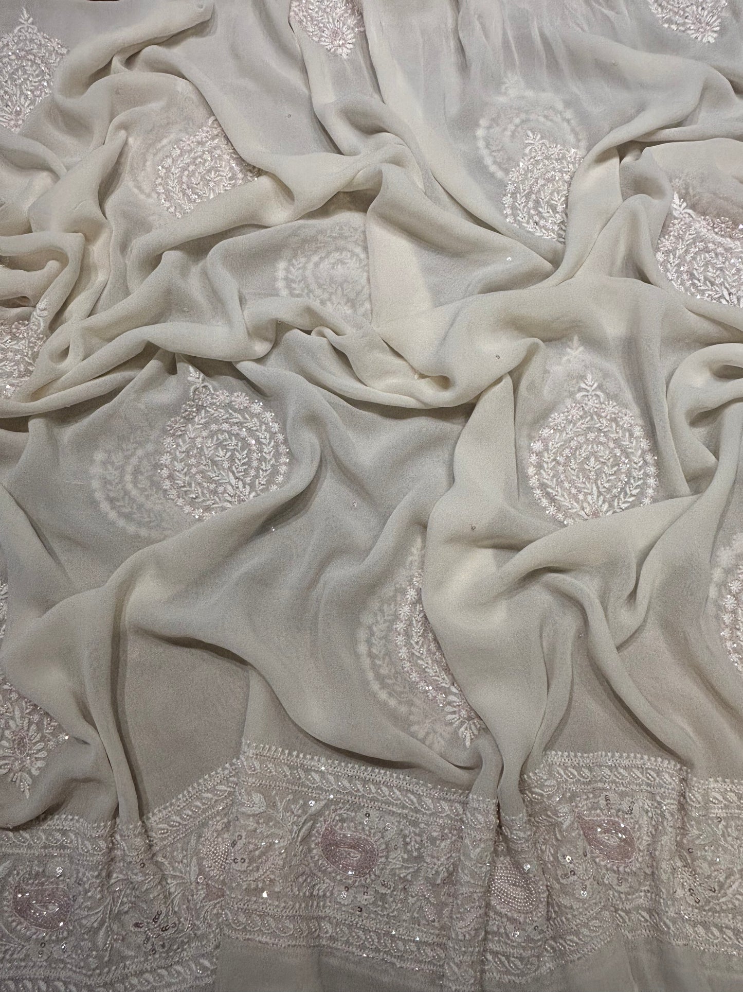 Dyeable Pure Georgette Chikankari Anarkali and Dupatta