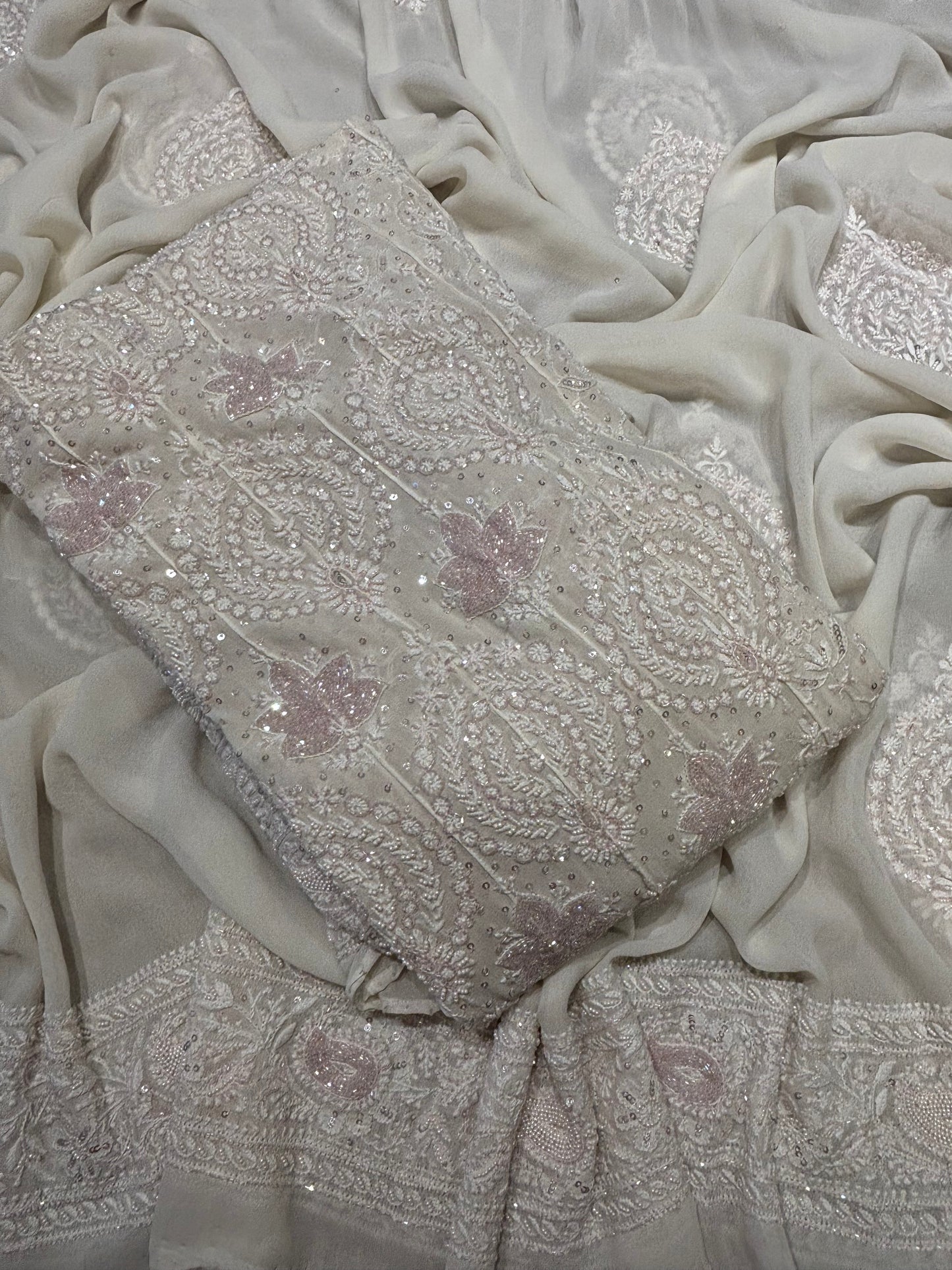 Dyeable Pure Georgette Chikankari Anarkali and Dupatta