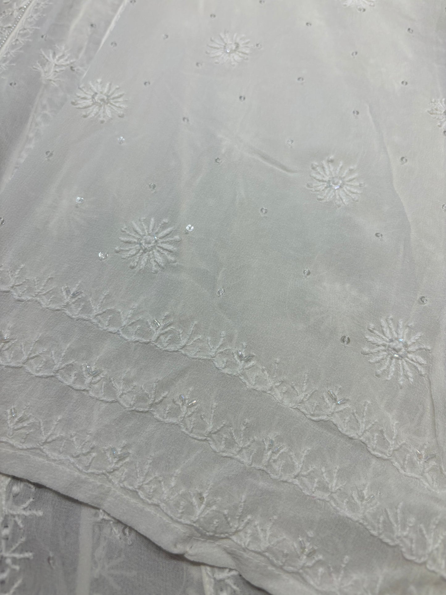 Dyeable Pure Georgette Chikankari Anarkali and Dupatta
