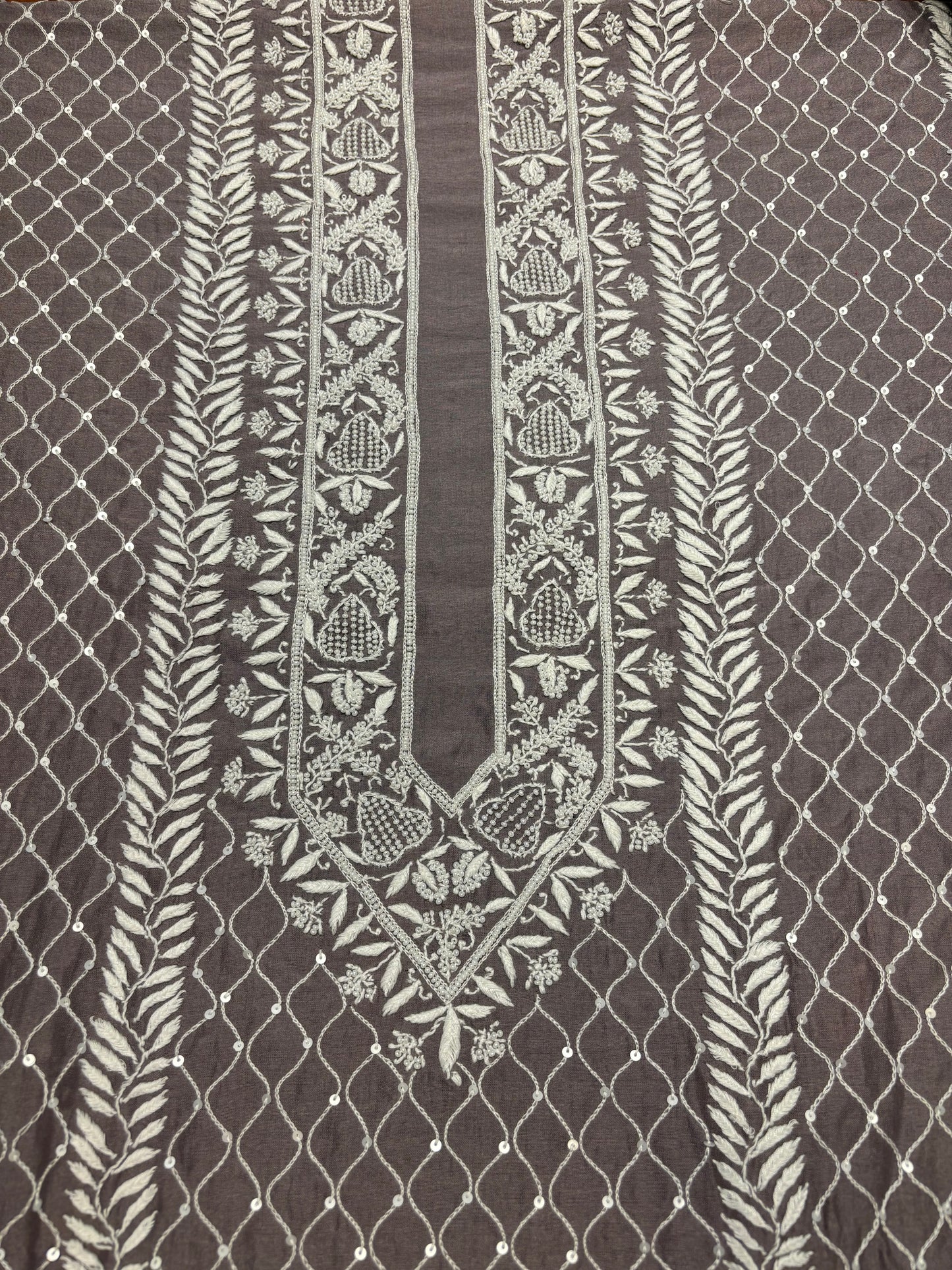 Midnight Purple Chanderi Silk Chikankari Men's Kurta Fabric