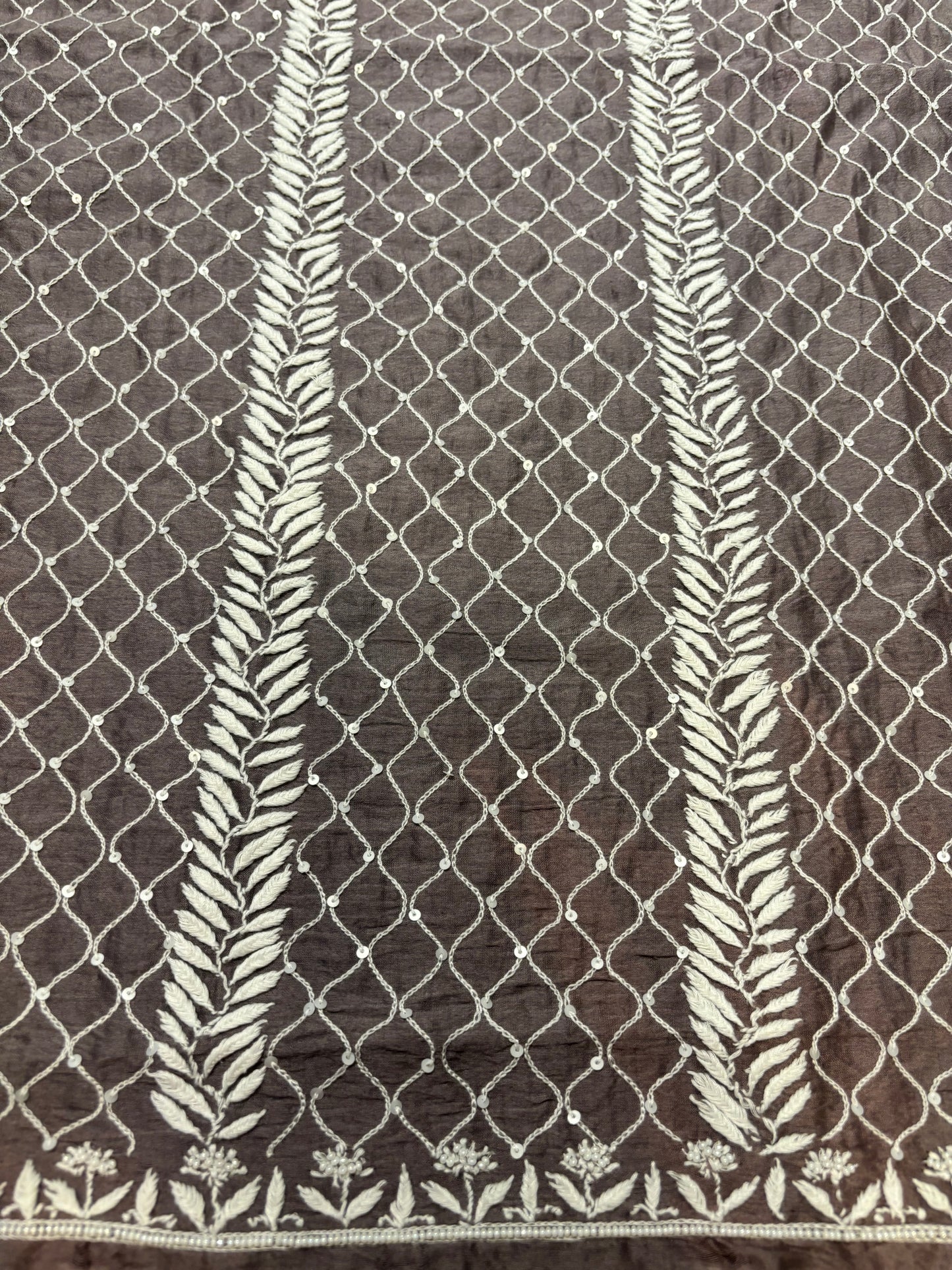 Midnight Purple Chanderi Silk Chikankari Men's Kurta Fabric