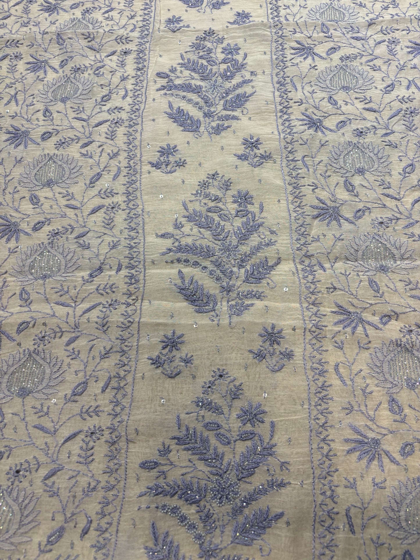 Dyeable Chanderi Mul Chikankari Kurta and Dupatta Fabric
